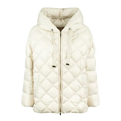 Max Mara Padded Jacket With Diamond Pattern Hood In Neutral