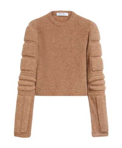 Max Mara Padded-panel Knit Top In Brown
