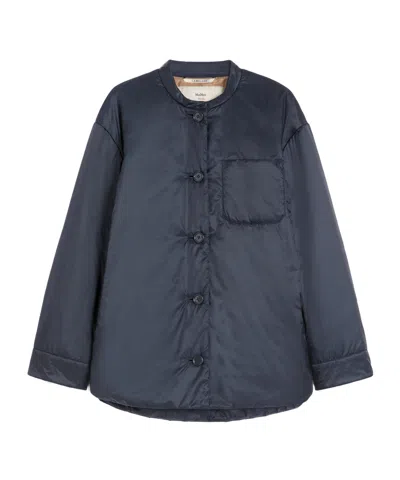Max Mara Padded Shirt Jacket In Water-repellent Canvas In Blue