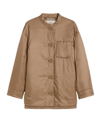 Max Mara Padded Shirt Jacket In Water-repellent Canvas In Brown
