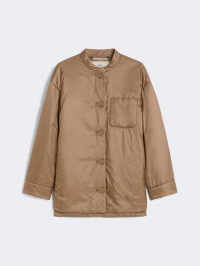Max Mara Padded Shirt Jacket In Water-repellent Canvas In Brown