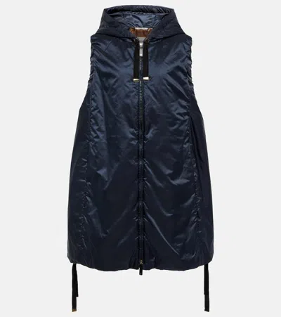 Max Mara Drawstring Padded Coat In Dark Blue