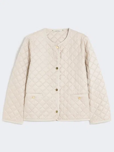 Max Mara Padded Water-repellent Canvas Round-neck Jacket In Neutral