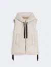 Max Mara Flared Sleeveless Water-repellent Canvas Hooded Gilet In Neutral