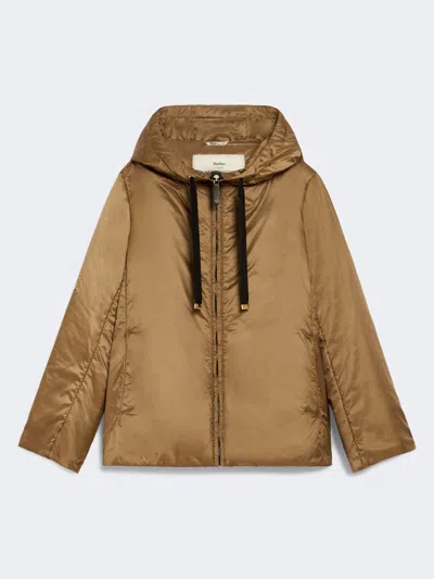Max Mara Padded Water-repellent Hooded Jacket In Brown