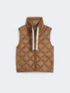 Max Mara Padded Water-repellent Nylon Canvas Gilet In Brown