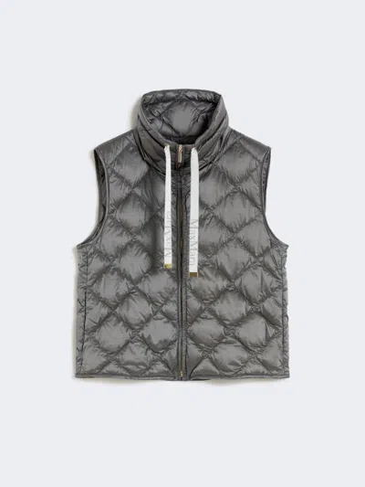 Max Mara Padded Water-repellent Nylon Canvas Gilet In Gray