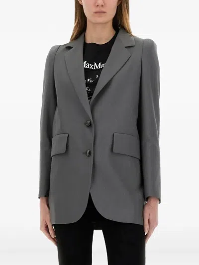 Max Mara Padded-shoulder Blazer In Gray