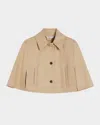 Max Mara Padre Cropped Water-repellent Cotton Cloak In Brown