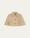 Max Mara Padre Cropped Water-repellent Cotton Cloak In Nude