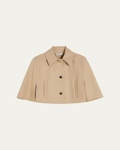 Max Mara Padre Cropped Water-repellent Cotton Cloak In Sand