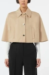 Max Mara Padre Water Repellent Cotton Gabardine Crop Cape In Neutral