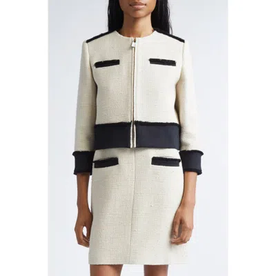 Max Mara Pagai Tweed Zip Jacket In White