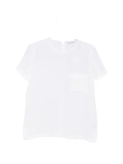 Max Mara Pagano Embroidered-logo Chest-pocket T-shirt In White