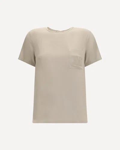 Max Mara T-shirt Pagano In Seta In Neutral