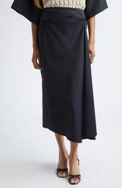 Max Mara Paggi Asymmetrical Stretch Sateen Midi Skirt In Gray