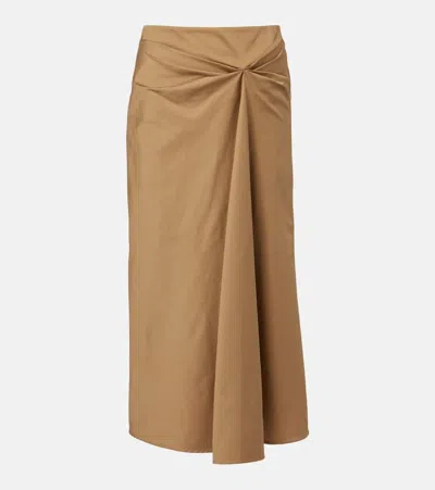 Max Mara Paggi Cotton-blend Satin Midi Skirt In Nude