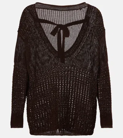 Max Mara Paggi Cotton-blend Sweater In Brown