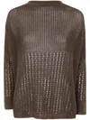 Max Mara V Neck Tie Back Cotton Knit Sweater In Brown