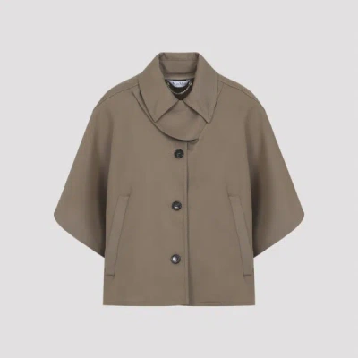 Max Mara Paggio Cape Trench Coat Collared Sleeves In Brown