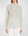 Max Mara Pagine Heart-print Silk Shirt In Ivory