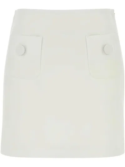Max Mara Studio White Triacetate Blend Pagine Mini Skirt