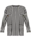 Max Mara Womens White Black Paio Striped Cotton And Silk-blend Shirt In Black
