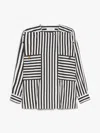 Max Mara Womens White Black Paio Striped Cotton And Silk-blend Shirt