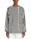 Max Mara Womens White Black Paio Striped Cotton And Silk-blend Shirt In White Black
