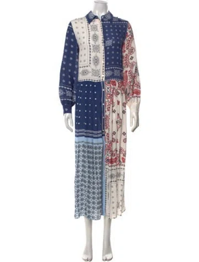 Pre-owned Max Mara Paisley Print Long Dress In Blue