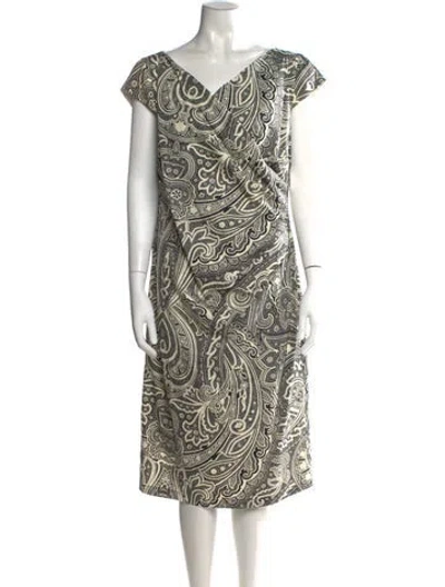 Pre-owned Max Mara Paisley Print Midi Length Dress In Neutral
