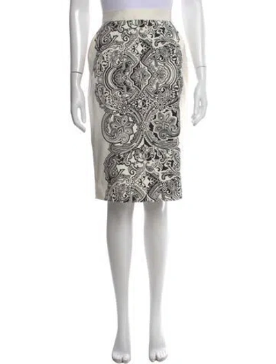 Pre-owned Max Mara Paisley Print Midi Length Skirt In White