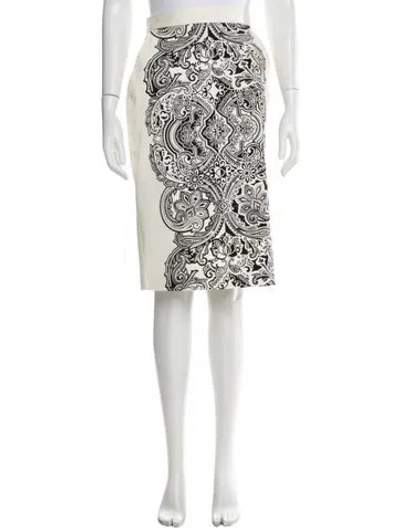 Pre-owned Max Mara Paisley Print Midi Length Skirt In White