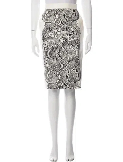 Pre-owned Max Mara Paisley Print Midi Length Skirt In White