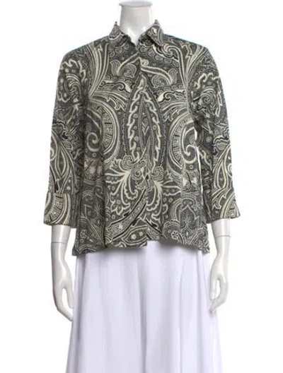Pre-owned Max Mara Paisley Print Three-quarter Sleeve Blouse In Neutral