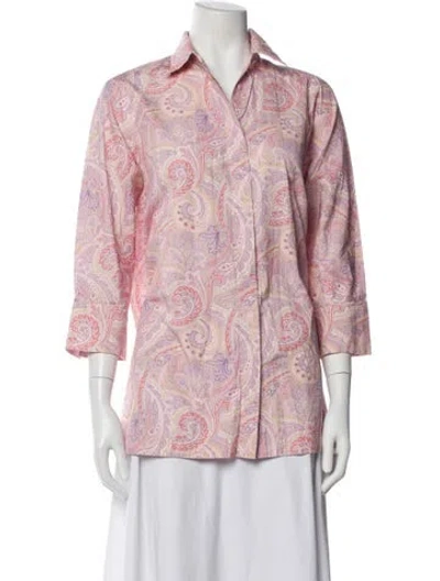 Pre-owned Max Mara Paisley Print Three-quarter Sleeve Blouse In Pink
