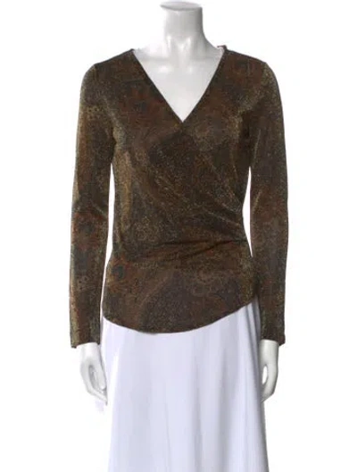 Pre-owned Max Mara Paisley Print V-neck Blouse In Neutral