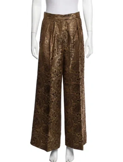 Pre-owned Max Mara Paisley Print Wide Leg Pants W/ Tags In Brown