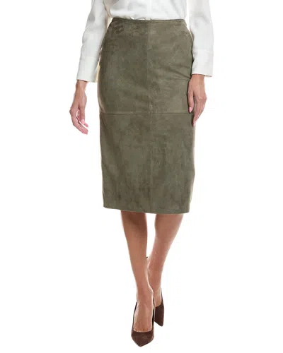 Max Mara Pala Leather Skirt In Green