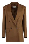 Max Mara Wool Blend Double-breasted Jacket In Brown