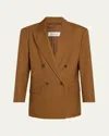 Max Mara Palanca Double-breasted Silk Jacket In Tobacco