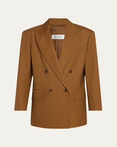 Max Mara Palanca Double-breasted Silk Jacket In Tobacco