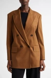 Max Mara Palanca Double-breasted Wool, Mohair And Silk-blend Blazer In Tobacco