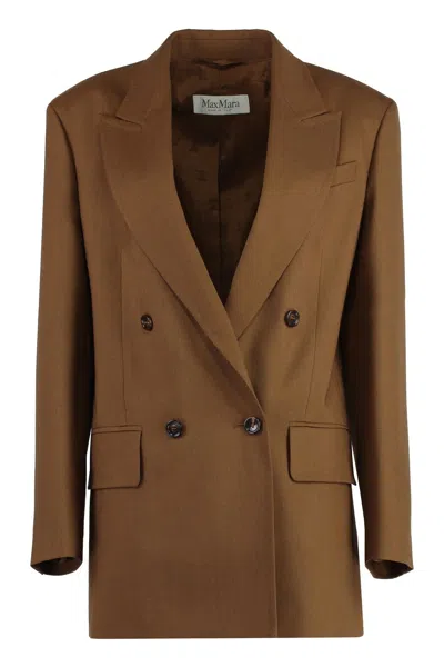 MAX MARA PALANCA DOUBLE-BREASTED WOOL, MOHAIR AND SILK-BLEND BLAZER