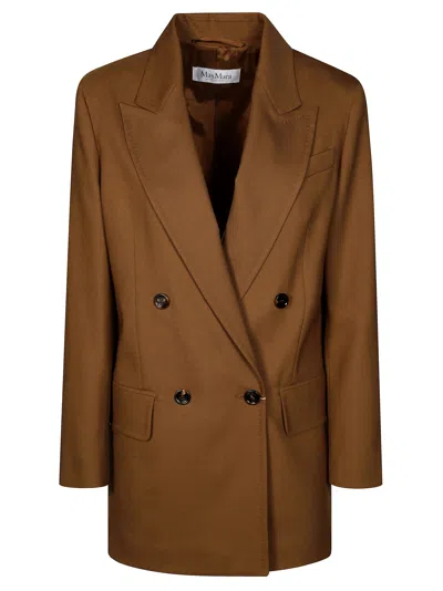 Max Mara Palanca Giacca Lana Doppiopetto In Brown