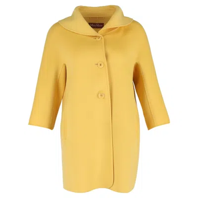 Max Mara Palazzi Coat In Yellow Wool