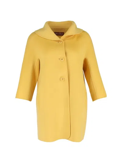Pre-owned Max Mara Palazzi Shawl Collar Coat In Yellow