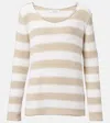 Max Mara Palazzi Striped Linen And Cotton Sweater In Beige