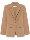 Max Mara Notched Lapels Single-breasted Jacket With Split Cuffs In Brown