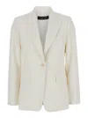 Max Mara 'palchi' White Jacket With Classic Lapels In Virgin Wool Woman In Multicolor